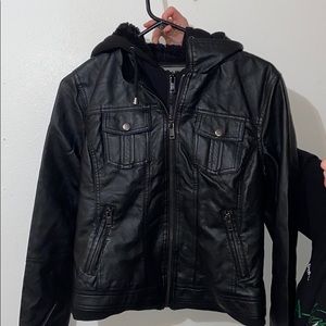 black leather jacket